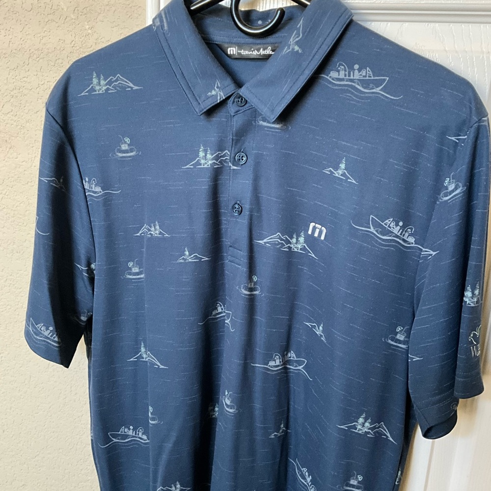 Travis Mathew Navy Graphic Golf Polo Shirt
